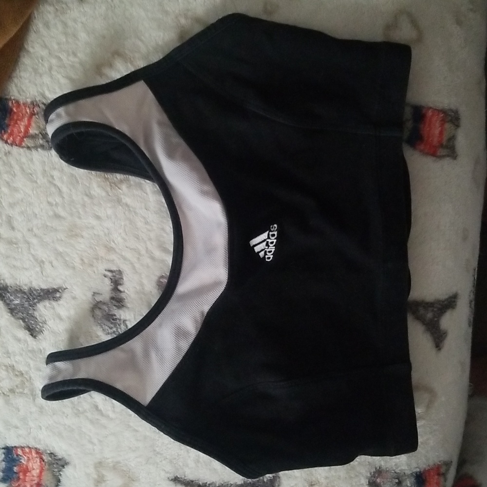 Adidas jog bra size medium black with white stripes